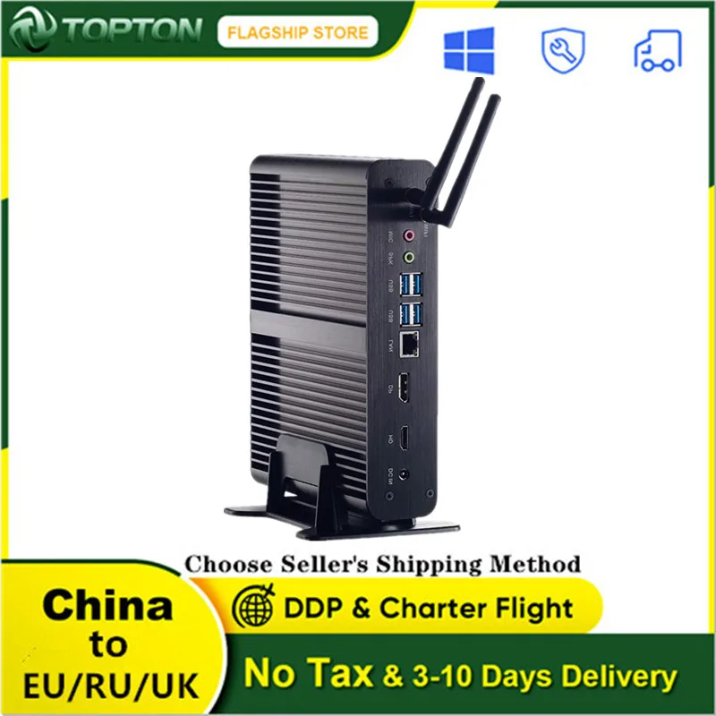Topton 10th GEN New Fanless Mini Intel i7 10710U 10510U Desktop PC Windows 10 2*DDR4 M.2 NVMe+2.5''SATA 4K HTPC Nettop HDMI DP |