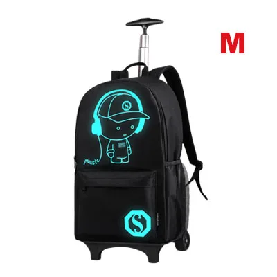 Модный школьный рюкзак для средней школы и средней школы, сумка на колесиках для мальчиков, светящаяся Противоугонная дорожная сумка, сумка для книг - Цвет: M