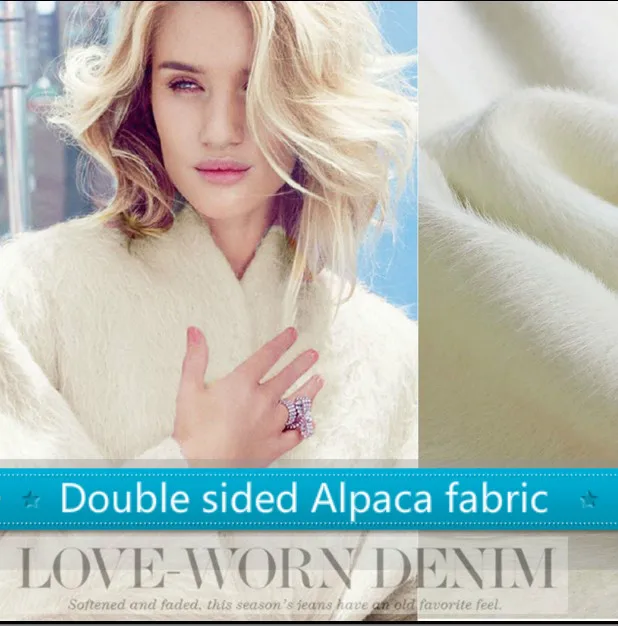 Белый Альпака ткань метр двойной зимнее пальто куртка Шерсть альпака ткань 150 см широкий шерсть ткань торговля Альпака ткань