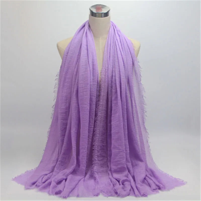 90*180 см мусульманский крикль хиджаб шарф для женщин исламский мягкий хлопок платок femme musulman простые шали и обертывания одежда для хиджаба - Цвет: 37