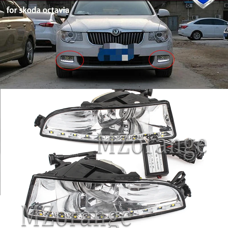 

12V LED Car DRL Daytime running light with fog lamp hole for SKODA OCTAVIA A5 2010 2011 2012 2013 Waterproof style