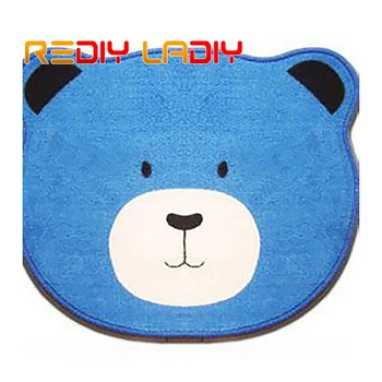 

Latch Hook Rug Kit Crocheting Carpet Rug Blue Teddy Bear Acrylic Yarn Pre-Printed Canvas Cushion Mat Crochet Tapestry Sofa Decor