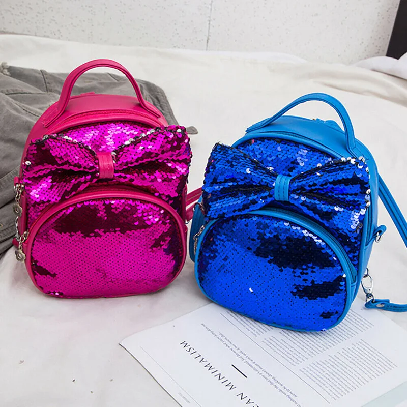 Pudcoco 7 Styles Fashion Children Kids Shoulders Bag Cute Sequins Bow Casual Travel Girls Bling Backpack Dropshipping Hot