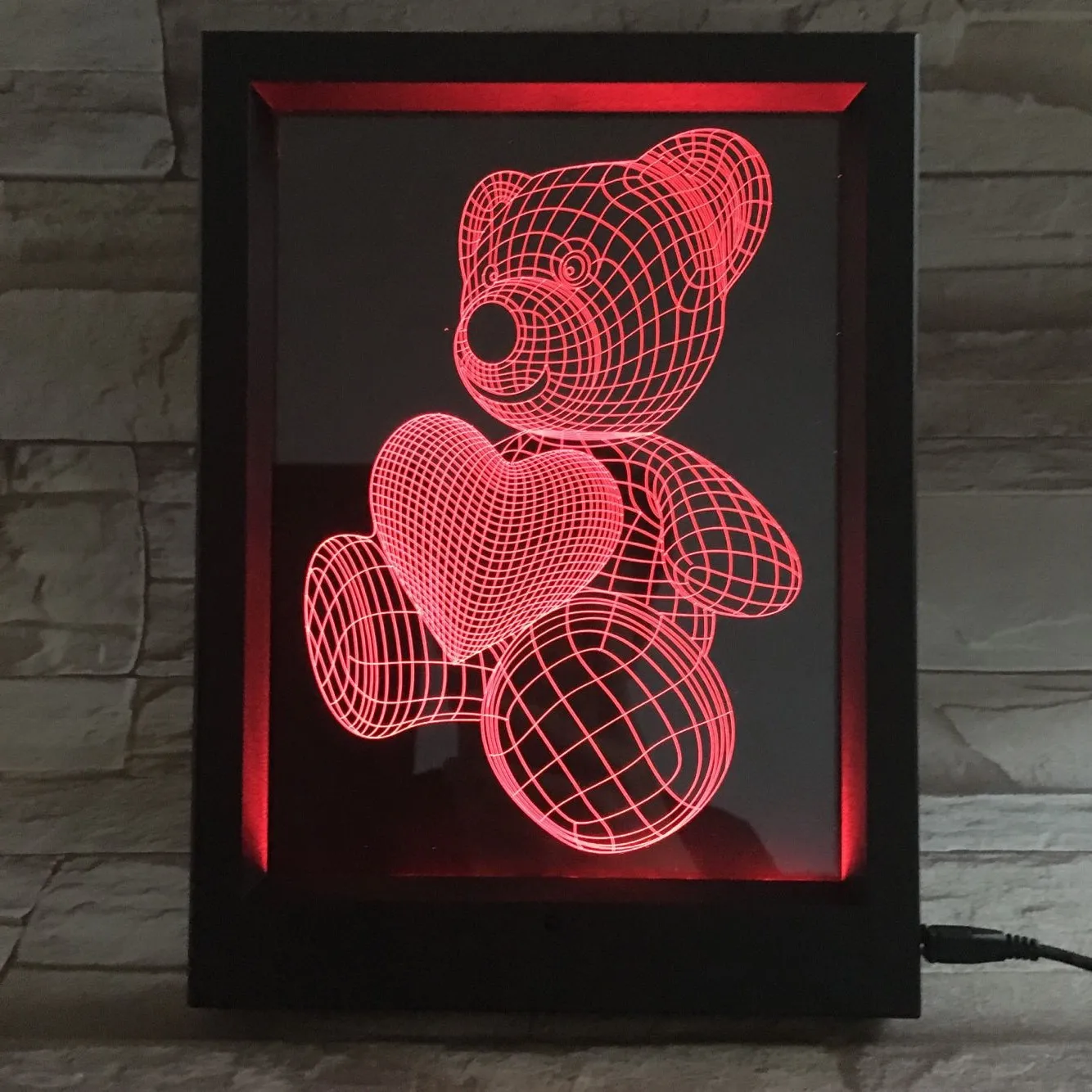 

Love Bear 3D Visual Frame Small Night Lamp Factory Direct Selling Remote Control Visual Lamp Illusion of ya ke li deng