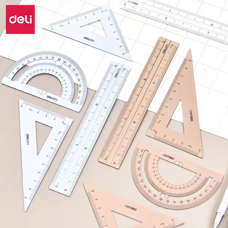 Tienda de aluminio Regla 4 unids/set geometría de Metal matemáticas compás de dibujo y los gobernantes de matemática para la escuela 79532