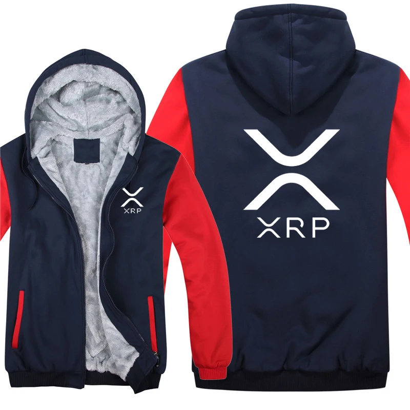Ripple XRP Cryptocurrency Sweatshirts Men Cool Winter Thicken Wool Liner Crypto Hoodies Pullover 2