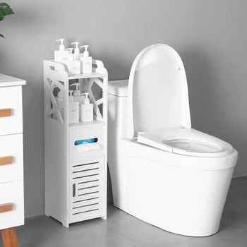 

3-tier Bathroom Storage Cabinet with Door 23x23x80cm Organizers Waterproof for Home HYD88