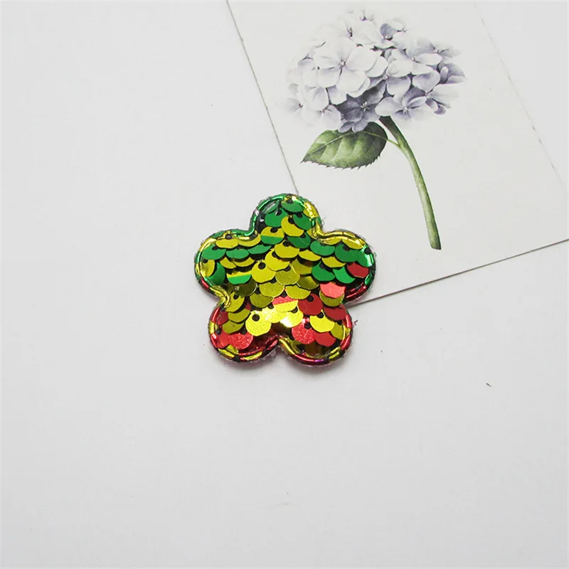 Green flowers 10-70 шт. блестящая Звезда/Сердце/цветы с мягкими аппликациями DIY аксессуары для рукоделия шпильки аксессуары материал головные уборы украшения - Цвет: Green flowers