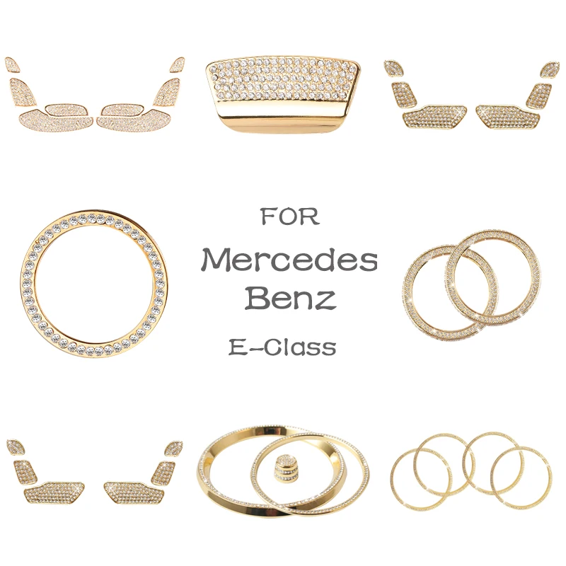 Для Mercedes Benz Аксессуары E Класс W212 W213 AMG Bling Наклейка Детали интерьера Украшения Отделка Ремонт Кристалл Сияющий Золотые наклейки Наклейка Женщины Мужчины Рулевое колесо ПЕРЕКЛЮЧАТЕЛЬ ПЕРЕКЛЮЧАТЕЛЯ ПЕРЕКЛЮЧ