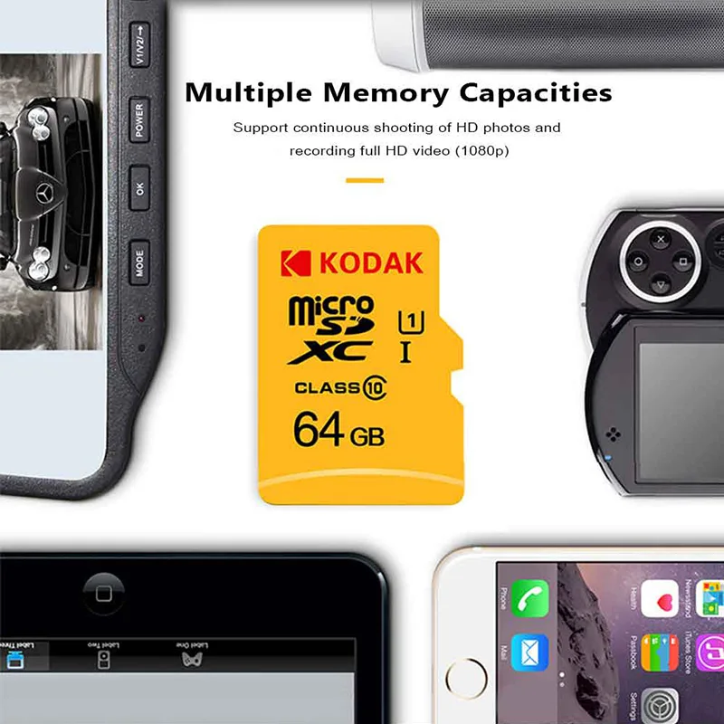 Высокоскоростная карта памяти Kodak 256 ГБ 128 Гб Micro SD 64 Гб 32 Гб карта TF/Micro SD карта памяти класс 10 U1/U3 флэш-карта памяти