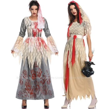 

Helloween Masquerade Ghost Bride Vampire Women Zombie Devil Lace Sexy Party Dress Demon Witch Fancy Horror Cosplay Scary Costume