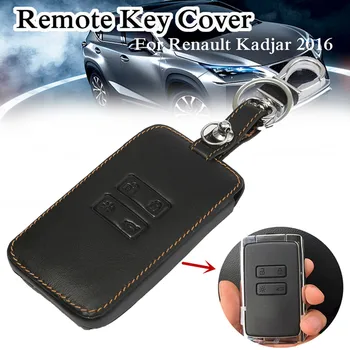 

Leather Car Key Cover Case For Renault Kadjar 2016 Remote Key Holder Protector Case 4 Buttons Keychain Holder Protector Bag