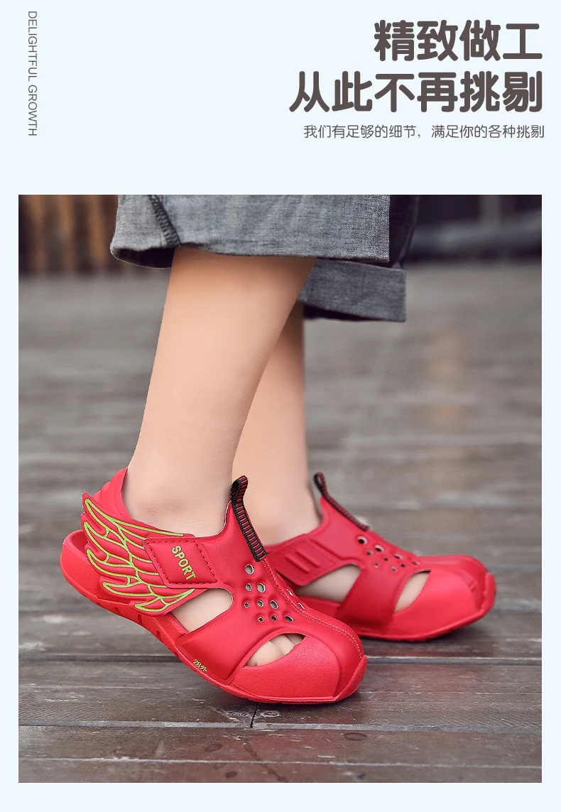 TuYao Girls Brand Designer Sandal Toddler Water Little Boy Shoes Summer Beach Lightweight Soft Non-slip Infant Wing Shoes