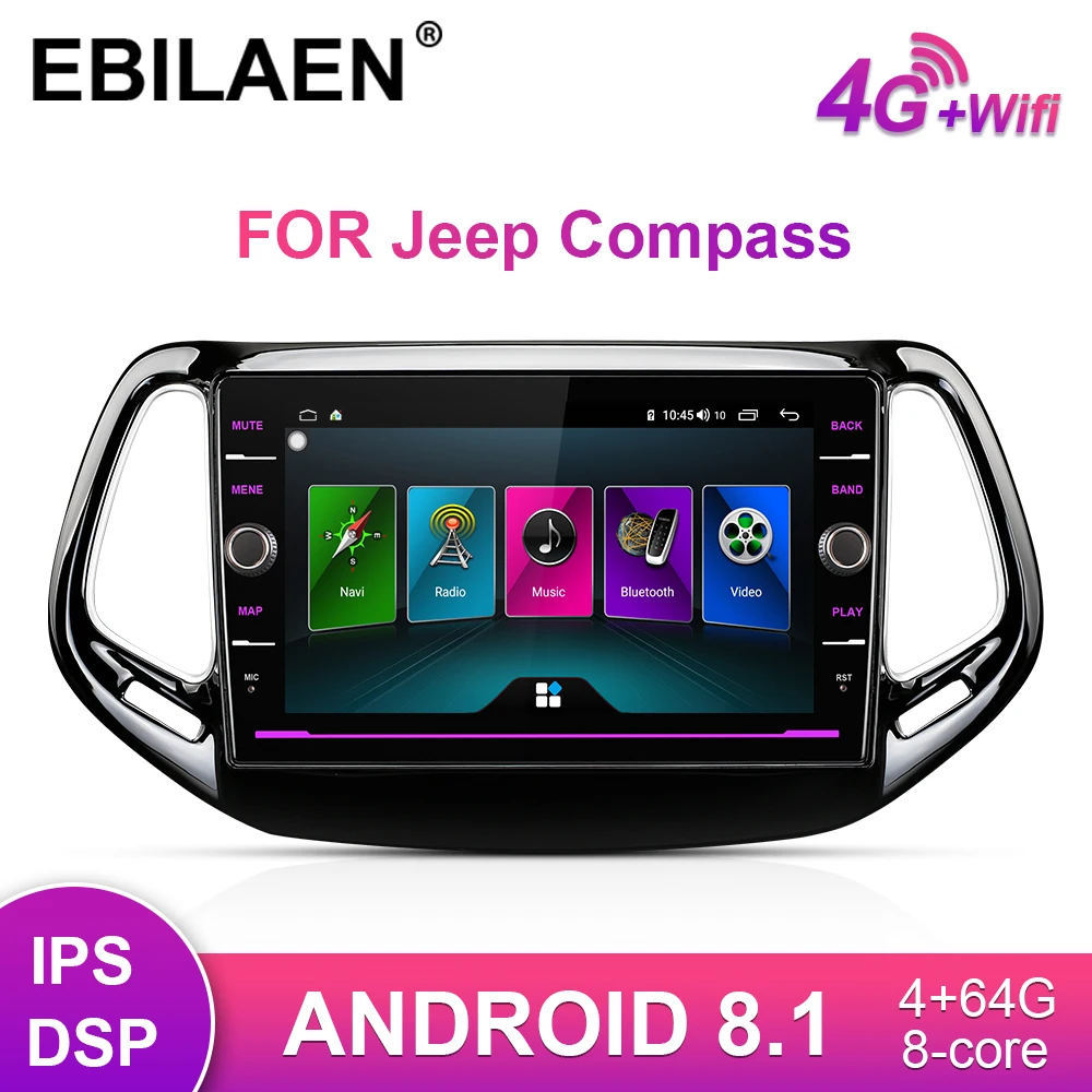 

Car DVD Multimedia player For Jeep Compass 2017-2018 2Din Car Android 8.1 Autoradio GPS Navigation Radio Recorder