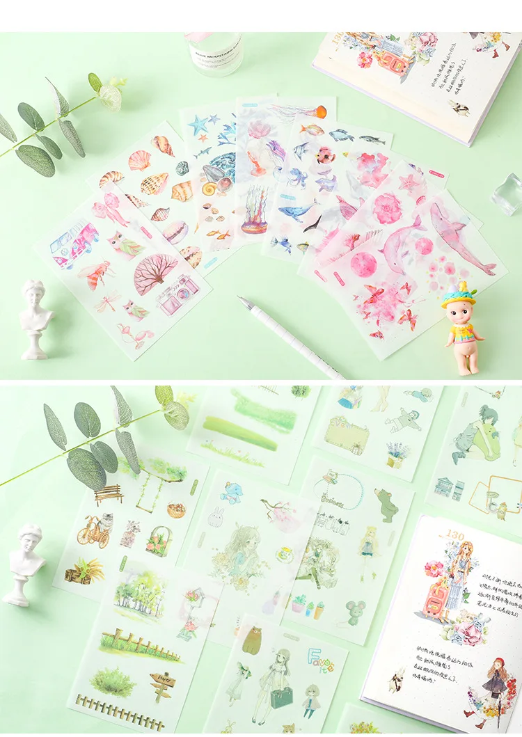 Jogos Lote Kawaii Papelaria Adesivos Menina Criativa Decorativos Mobile Scrapbooking Faça Você Mesmo Craft Adesivo 20 - 8 Material escolar e de escritório