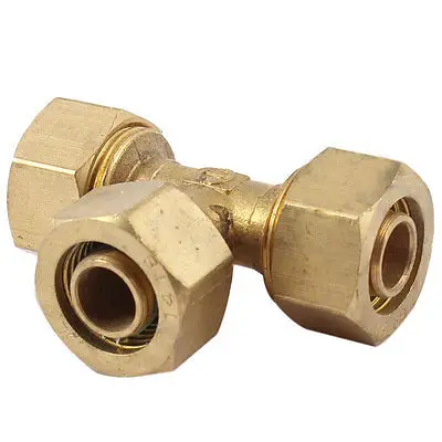 

13mm Air Tube Quick Coupler Coupling T Shape Pneumatic Fitting Gold Tone