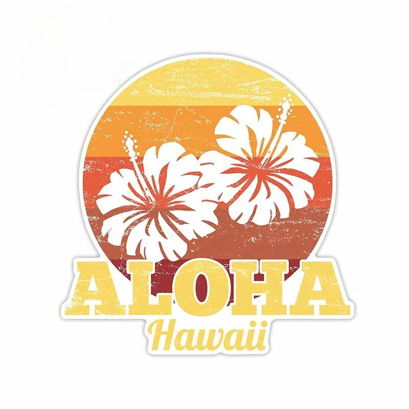 13cm x 12cm for Aloha Hawaii Summer Retro Car Stickers Refrigerator Windshield Decal Bumper Anime Car Assessoires