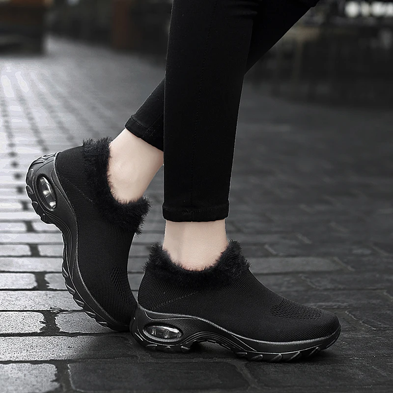 STS/женская зимняя обувь; зимняя обувь на меху, сохраняющая тепло; женская повседневная обувь; водонепроницаемый светильник; увеличивающая рост плюшевая уличная прогулочная обувь