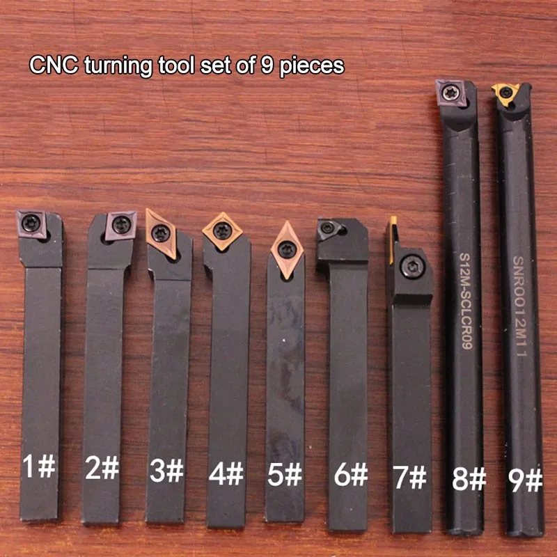 

9pcs 12mm Turning Tool Lathe Turning Tool Set Turning Inserts with Holders For CNC Lathe Turning