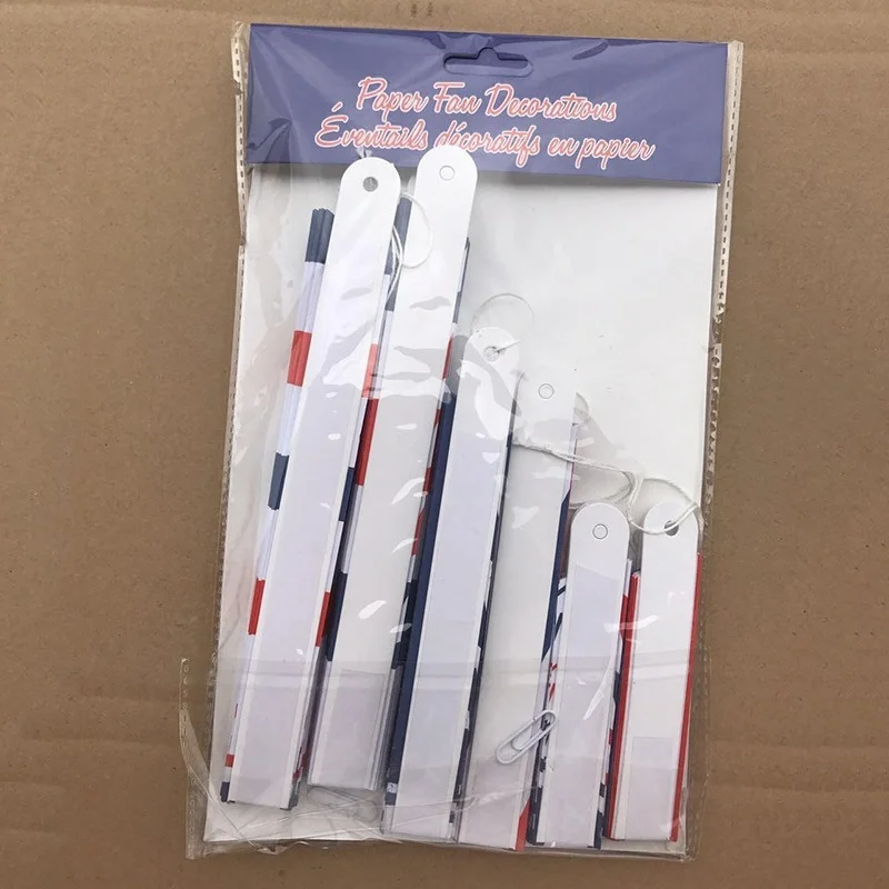 American Independence Day Party Decoration American Flag Paper Fan Red Blue White Star Paper String Spiral Garland Event Decor