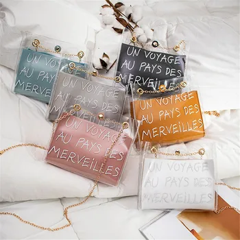 

2020 Summer Women Fashion Shoulder Bag Chain Crossbody Messager Bag PVC Transparent Wild for Young Lady Honey Bundy Bag