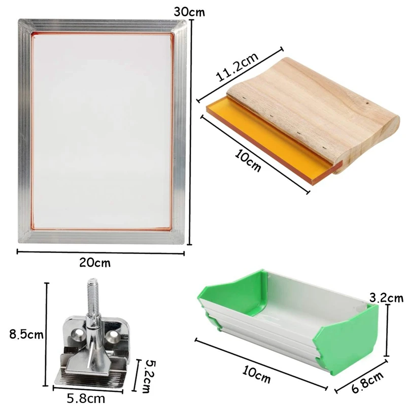 5 шт./компл. A5 комплект трафаретной печати алюминиевая рама+ шарнирный зажим+ эмульсионный наматыватель+ Ракель рамка для экрана Запчасти для инструментов для печати