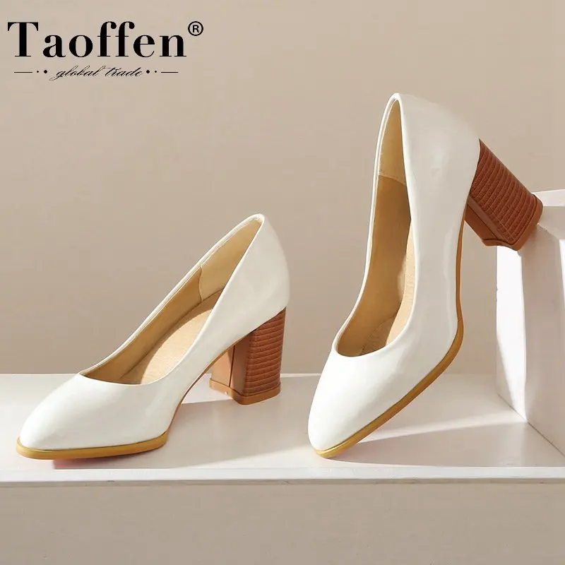 Taoffen 5 Color Plus Size 34-48 Woman Pumps Solid Hot Sale Party Wedding Shoes Dress Work Footwear | Обувь