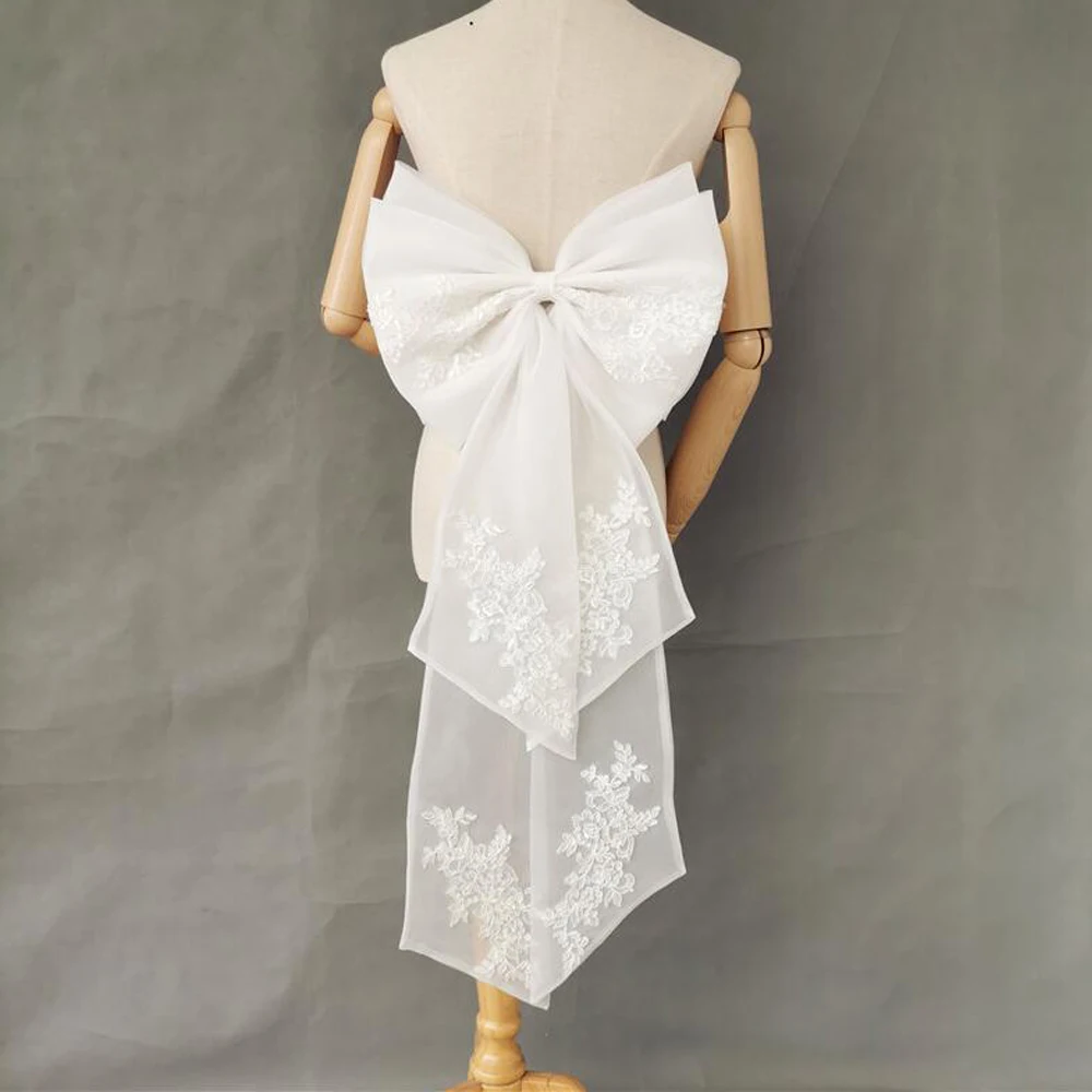 Seperate Organza Bow Appliques Wedding Dress Knots Removeable With Ribbon bridal dress decoration
