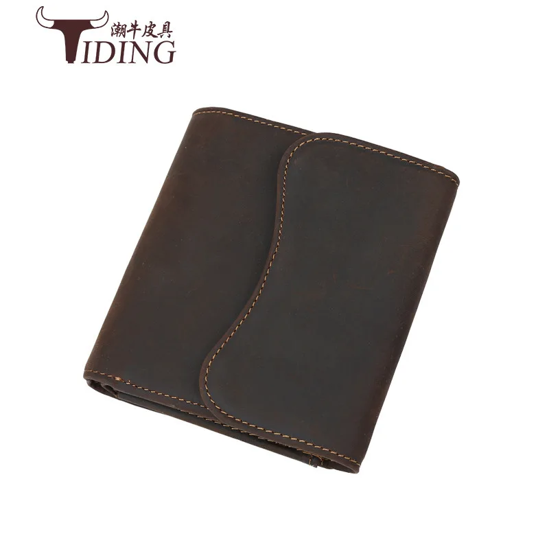 

Tiding Retro Cool Horse Leather Wallet Entirely Handmade Cowhide MEN'S Wallet Casual Short zhen pi jia 6236