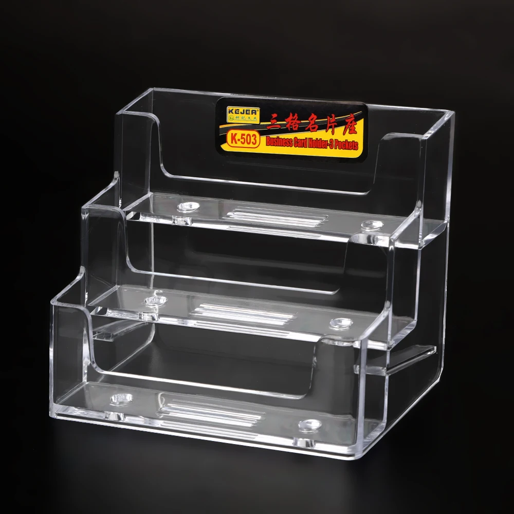 1 Pcs Exclusive For Exhibition Multi-layer Plastic Desktop Business Card Holder Desk Shelf Box Storage Transparent transparent storage box,storage box,desk organizer,storage organizer