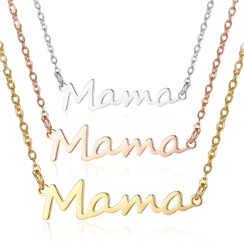 Мода I Love Mama ожерелье с буквами из нержавеющей стали для мамы и ребенка ключицы
