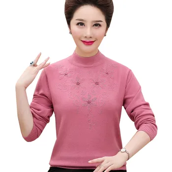 

Autumn Winter Women's Pullovers Sweater Knitted Plus size 4XL Loose Mother Casual Jumper Slim Turtleneck Warm Female Sweaters