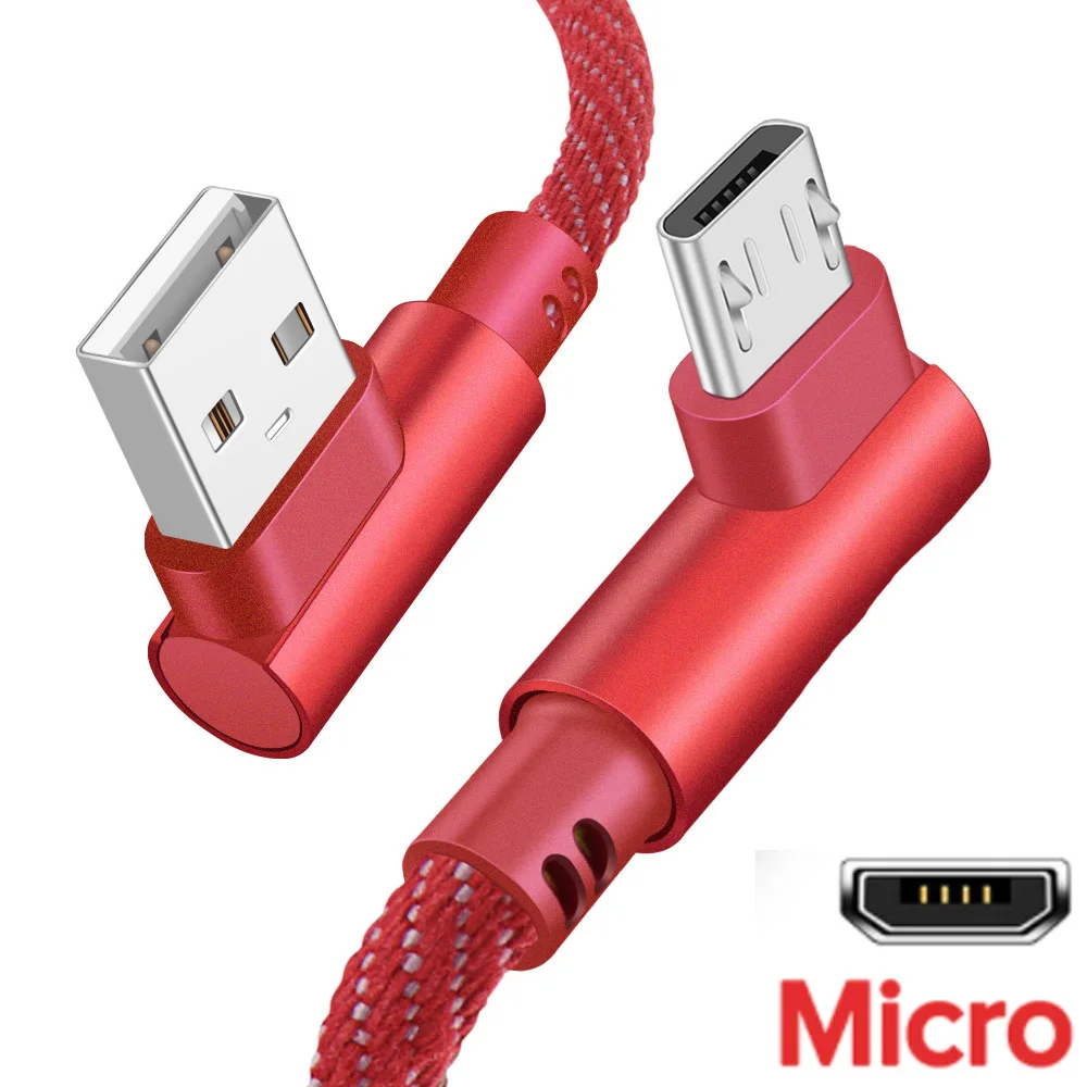 USB Type C 90 Degree 2.4A Fast Charging Type-c Data Cord usb-c For Samsung S21 Xiaomi Huawei P50 Android Phone Micro USB cable iphone hdmi to tv Cables