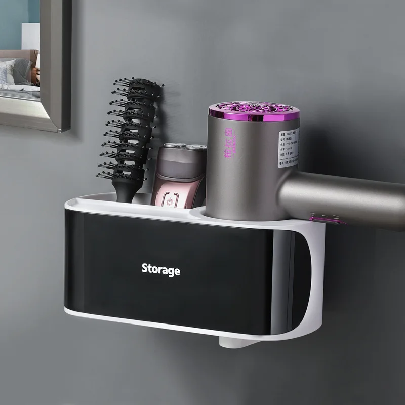 Holder Rack-Stand Storage-Racks Comb Hair-Dryer Suction-Cup Bathroom-Supplies Wall-Mounted