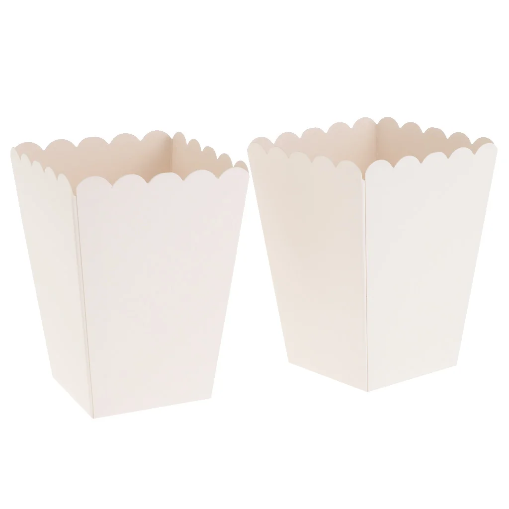 12pcs Pure White Movie Theater Popcorn Boxes Containers Paper Popcorn Bags