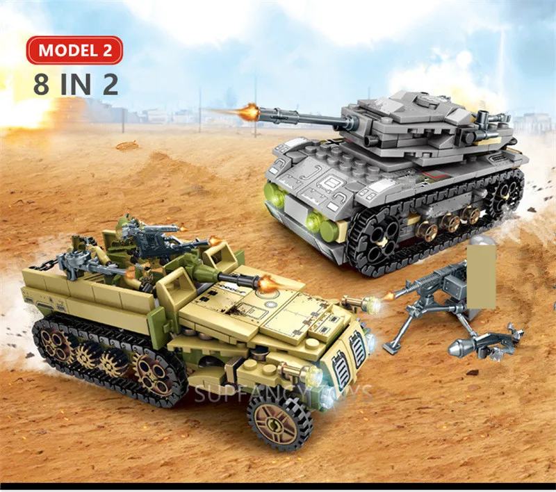 1061Pcs Military Tank Empires of Steel Technic Bricks Army LegoINGs Playmobil Building Blocks War Chariot Soldiers DIY Kids Toys