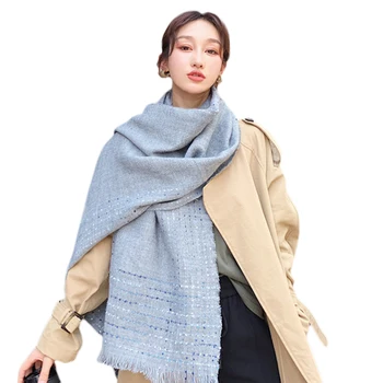 

Sparsil Women Winter Cashmere Dot Scarf Trendy Pashmina Shawl High Quality Tassel Thickened Wool Blanket Scarfs for Ladies