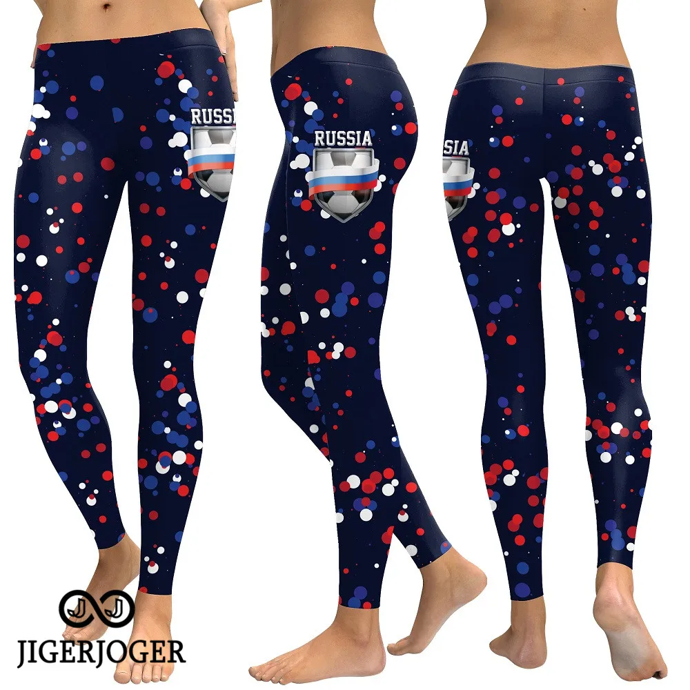 JIGERJOGER New Fall Womens Leggings Red RUSSIA Sports Team Leggings Sweatpants Workout Pants