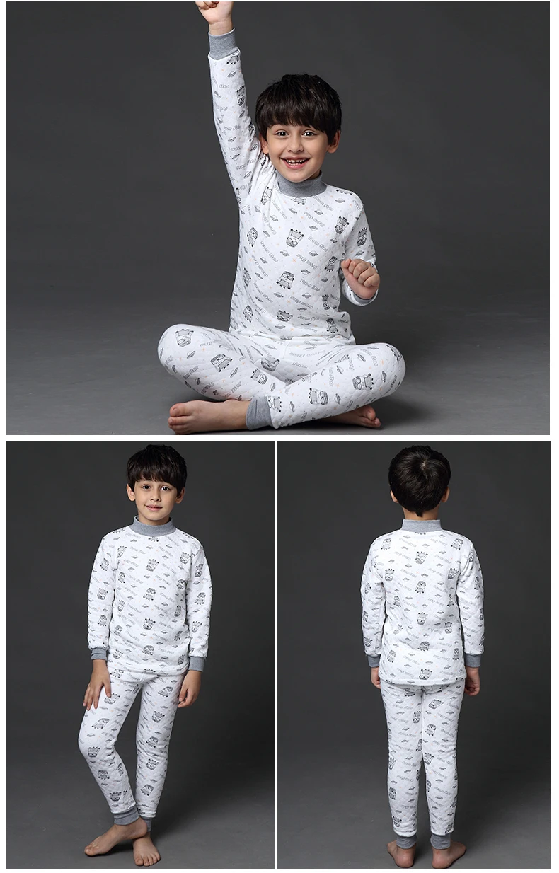 Новинка года; детское термобелье для мальчиков и девочек; плотная теплая Пижама; комплект из хлопка; детская зимняя длинная Подростковая Пижама