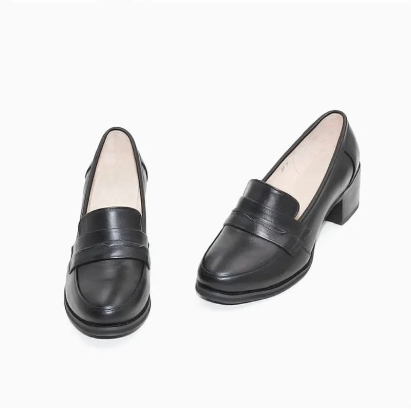 Loafer Pumps Shoes Women Vintage Genuine Leather Women's Shoes Brogues Thick High Heel British College Tassel Women Pumps Oxford (10)