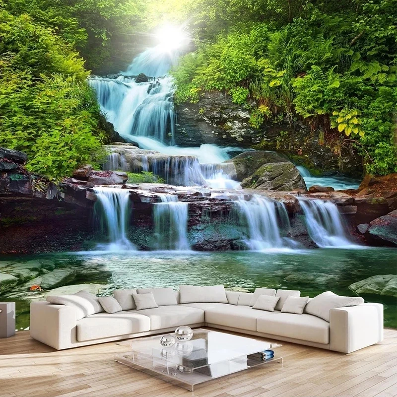 3D фотообои водопад природный пейзаж для спальни гостиной дивана фона телевизора