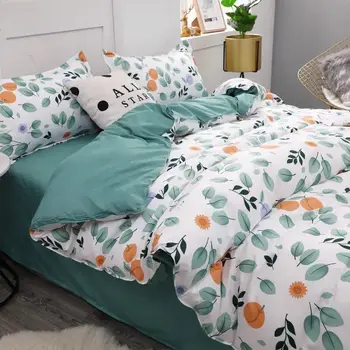 

4Pcs/Set Cartoon Warm Bedding Sets Geometric Pattern Bed Linings 4 sizes Grey Blue Duvet Cover Bed Sheet Pillowcases Cover Sets