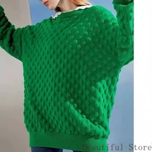 

Classic Fashion Women Sweater Long Sleeve Luxury 3D Geometric Jacquard Designer Wool Jumpers Casual Sweaters Pullover Clothes