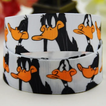 

7/8'' 22mm,1" 25mm,1-1/2" 38mm,3" 75mm Daffy Duck Cartoon Character printed Grosgrain Ribbon party decoration X-02254 10 Yards