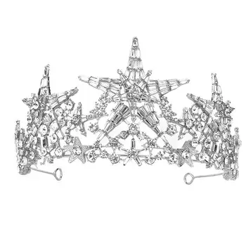 

1pc Star Crown Alloy Headdress Crystal Head Band Hair Decorations for Wedding