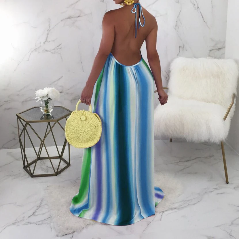 2018-Bohemian-Maxi-Long-Summer-Dresses-Women-Sleeveless-Rainbow-Striped-Halter-Chic-Backless-Dress-Loose-Sexy (3)