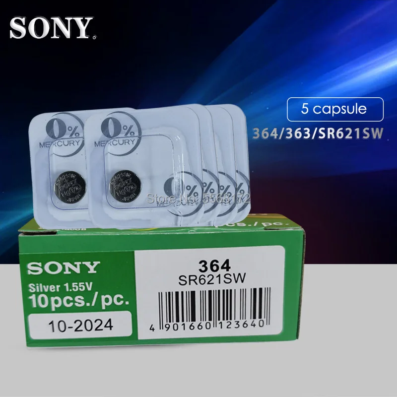 5 шт./лот для Sony 364 Оригинал 1 55 V оксид серебра батарея часов SR621SW V364 SR60 SR621 AG1