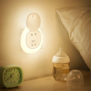 

Wireless Remote Control Socket Lamp Plug-in Wall Lamp LED Night Light Sensor Wall Socket Lamp Bedside Sleep Lamp Home Decoration