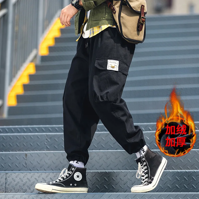 

2019 Hk1930 plus Velvet Japanese-style Exterior Large Size Large Pocket Workwear Pants with Velvet M-5x HK11