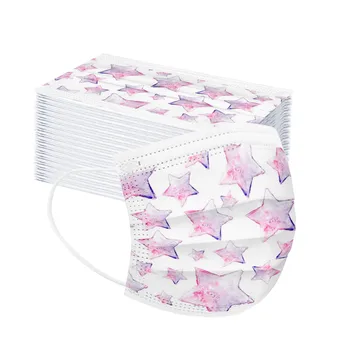 

10/20/30/50pc Adult Mask Disposable Printing Mask Three-layer Filtration Dustproof Breathable Earloops Masks Mondkapjes Masque